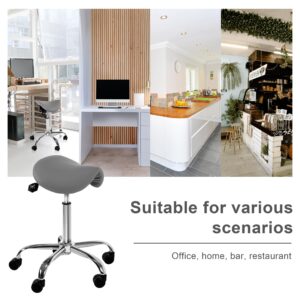 Fromann Ergonomic Backless Rolling Saddle Stool Home Office Chair with Adjustable Height and Tilt with Wheels