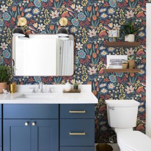 Orainege Floral Wallpaper Peel and Stick Wallpaper Boho Flower Contact Paper 15.7inx118.1in Self Adhesive Wallpaper for Bedroom Bathroom Cabinets Decor Vinyl Roll Removable