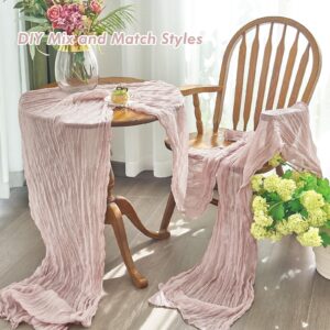 IVAPUPU 2 Pcs Cheesecloth Table Runner - 10ft Dusty Pink Boho Gauze Cheese Cloth Table Runner for Baby Shower Decoration Wedding Party Summer Garden Farmhouse Table Runner