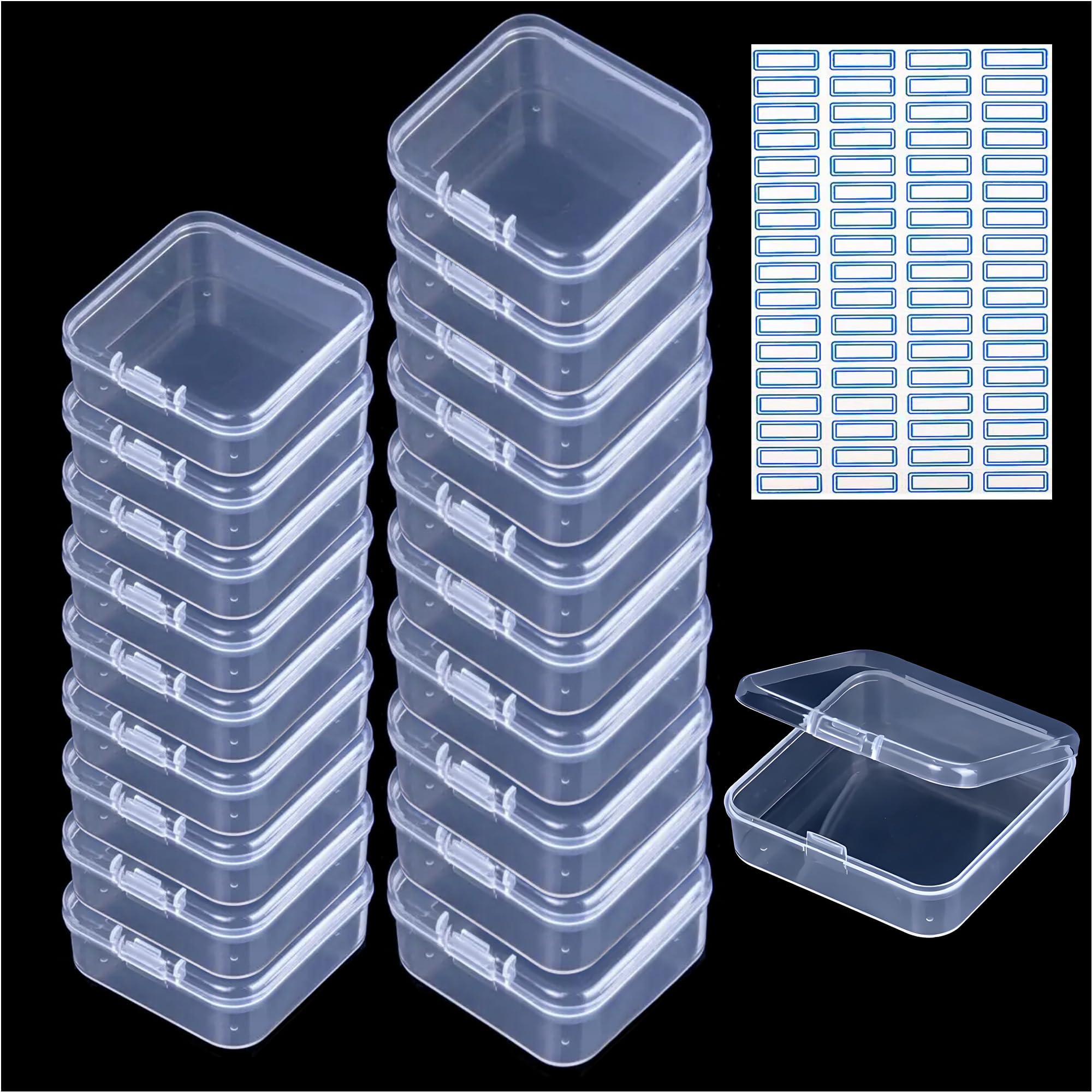 CHSZCHOMER 19 pack Mixed Size Small Plastic Box - Durable Transparent Mini Storage Container - Portable Jewelry Storage Box, Beads, Rings, Jewelry, Paper Clips, Nails, Sewing, Mint Box