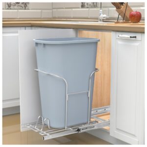 jowboow pull out trash can under cabinet, 37 qt under cabinet trash can pull out with soft close slides, kitchen cabinet garbage can pull out, grey