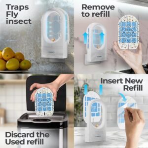 Dropsky Indoor Flying Insect Trap - Plug-in Bug Light Trap for Fruit Flies, Gnats and Houseflies - Odorless and Mess Free (2 Traps + 2 Glue Cards)