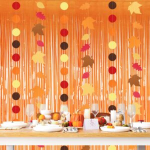 JULMELON 4 Pieces Fall Party Decorations Set Autumn Birthday Foil Fringe Backdrop Curtain for Thanksgiving Party Decoration Banner Backdrop Hanging Decor Birthday Wedding Baby Shower