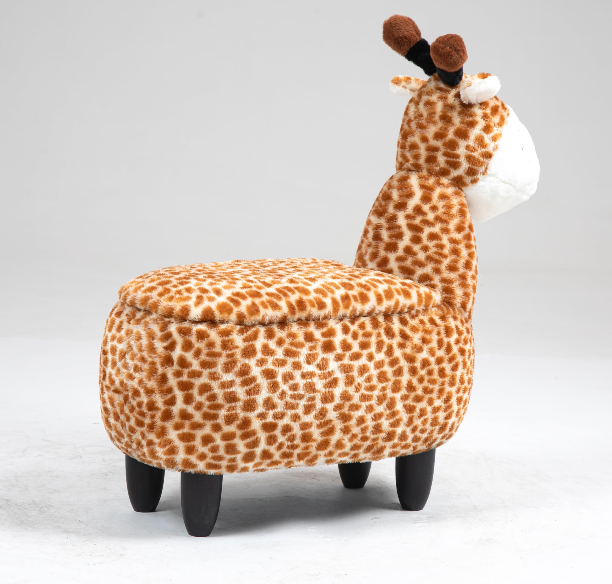 Home 2 Office Geno The Giraffe Ottoman with Storage for Kids' Bedroom, Playroom, Nursery or Recreation Room Decor, Soft Animal-Shaped Toddler Furniture with Wooden Legs