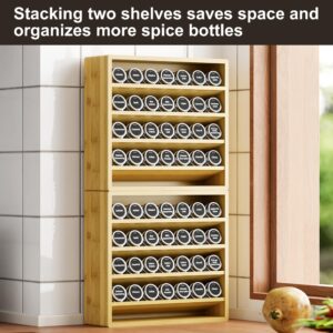 Orimade 4 Tier Spice Rack Organizer for Cabinet, Freestanding Bamboo Seasoning Rack for Countertop, Cupboard, Pantry, Kitchen, 13.18 x 4.13 x 12.2 inches(Spice Jars Not Included)