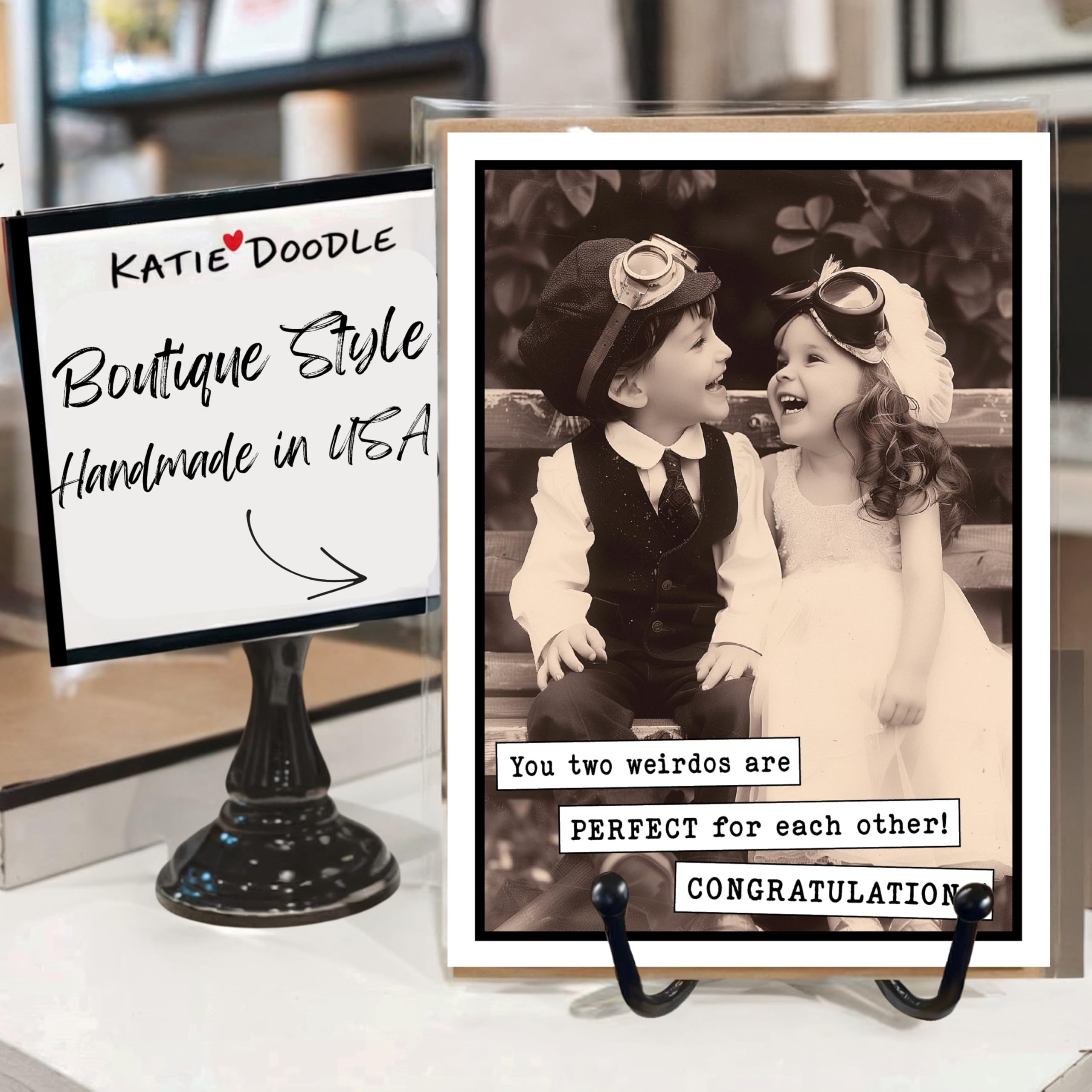 Katie Doodle - Super Cute, Wedding Cards for Bride and Groom, Wedding Card, (Handmade in USA), Wedding Gifts for Couples 2024, Bridal Shower Card, Engagement Card, Wedding Shower Card, Engaged Card