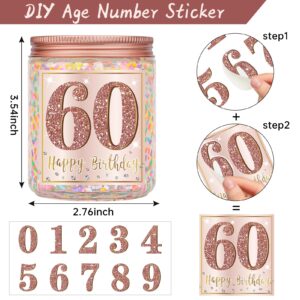 Happy Birthday Candle with DIY Stickers for Any Age: Vanilla Cream-Scented Birthday Candle with Sprinkles - Pink Rose Gold Sweet Birthday Gifts for Girls Women Funny Birthday Presents for Her