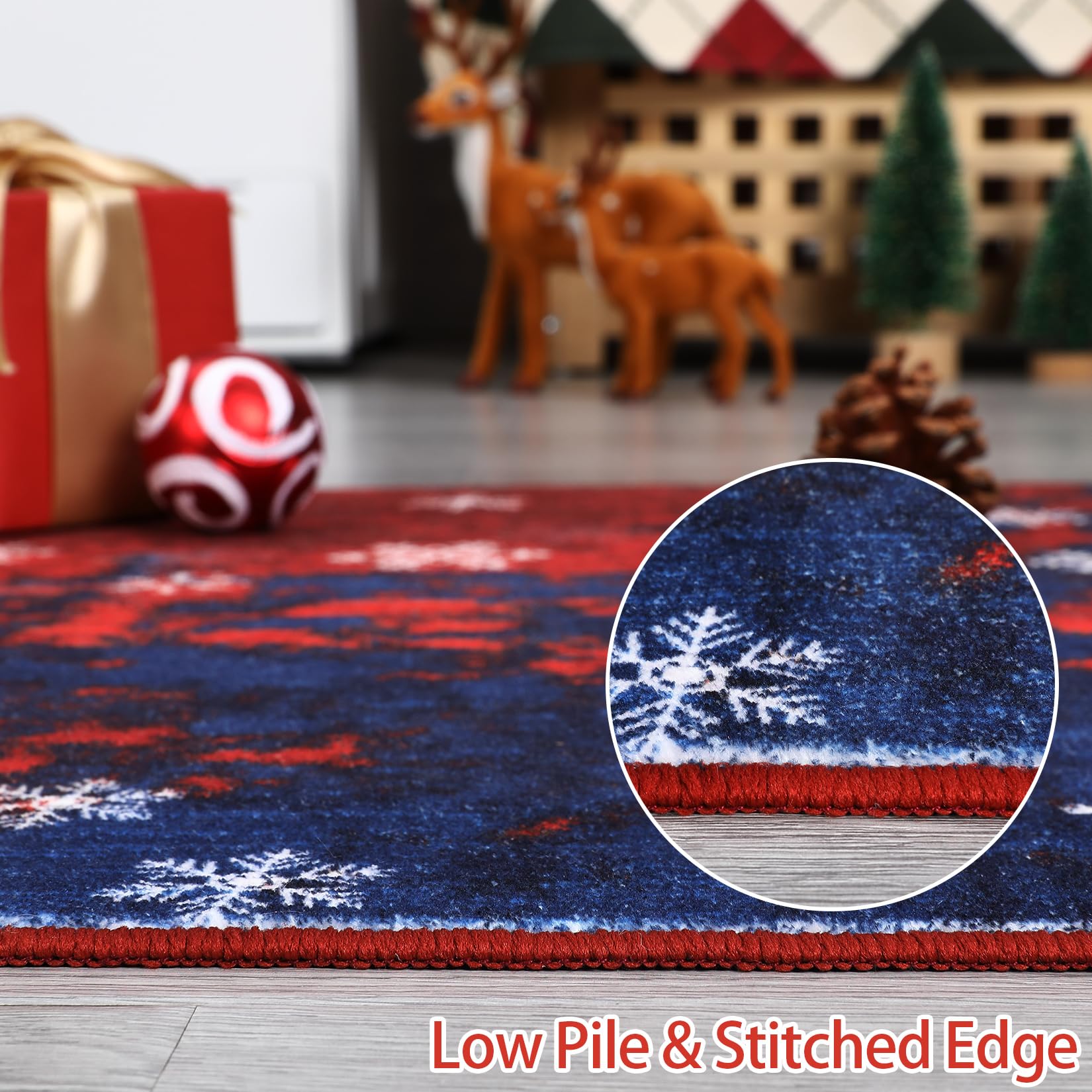 CAROMIO Christmas Hallway Runner Rug Holiday Decorative Xmas Snowflake Area Rug, Washable Stain Resistant Non-Slip Floor Cover Modern Abstract Entrance Carpet for Laundry Kitchen, 2' x 8'