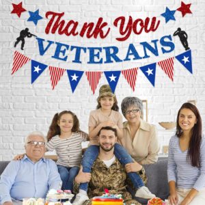 FHGG Thank You Veterans Decorations Banner Thank You to Our He roes Banner Decorations We Are So Proud of You Banner Decorations for Veterans Police Military Army Employees, Memorial Day Veterans Day Party Decorations