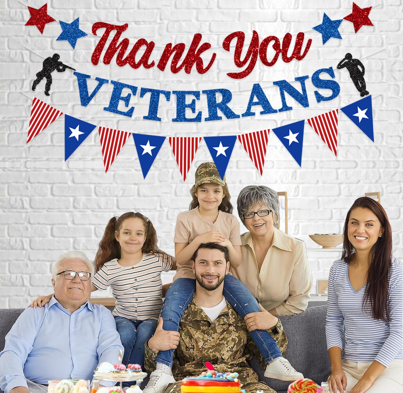 FHGG Thank You Veterans Decorations Banner Thank You to Our He roes Banner Decorations We Are So Proud of You Banner Decorations for Veterans Police Military Army Employees, Memorial Day Veterans Day Party Decorations