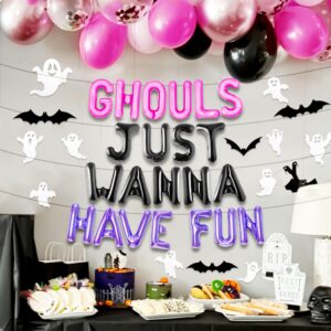 JeVenis Pink Ghouls Just Wanna Have Fun Banner Balloons Garland for Bachelorette Party Birthday Party Decorations