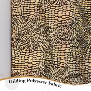 MAYJOYDIY 1 Yard Gold Snake Skin Texture Faux Leather Fabric 62.2inch Width Gilding Polyester Fabric Shiny Snake Skin Fabric for Sewing Crafts Clothing Accessories Handbag Apparel Party Decoration