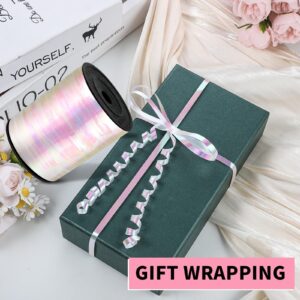 Iridescent White Curling Ribbon 600 Yards 1/5 Inch Balloon String Ribbon Thin White Ribbon for Gift Wrapping Art Crafts Wedding Birthday Party Christmas Decorations