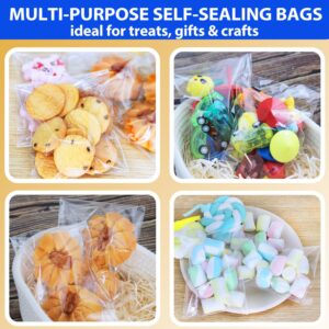 PigPotParty 4"x6" Cellophane Bags Self Adhesive, Small Cookie Bags with Seal, 100 Pcs Clear Plastic Treat Bags, Individual Cookie Bags, Perfect for Goodies, Party Favors, Snacks, Gift Wrapping