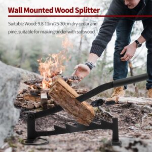 Ownsig Wall Mounted Firewood Splitter, Metal Kindling Splitter for Wood with Replaceable Extended Handle, Manual Portable Firewood Cutter for Indoor or Outdoor(Suitable for Dry Cedar and Pine)