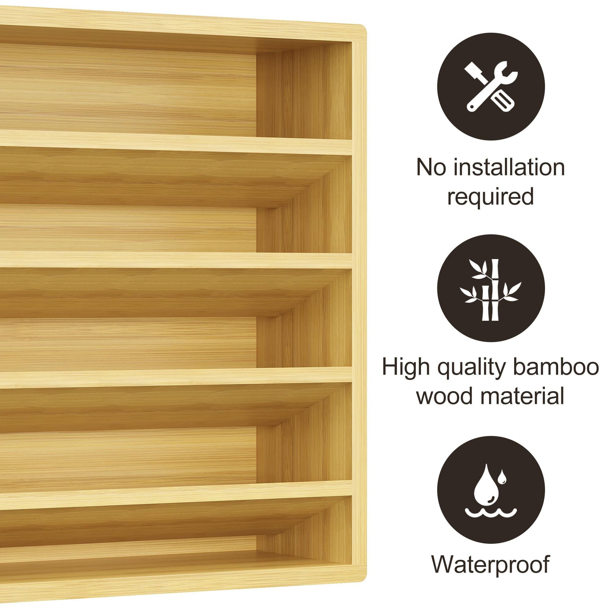 Orimade 4 Tier Spice Rack Organizer for Cabinet, Freestanding Bamboo Seasoning Rack for Countertop, Cupboard, Pantry, Kitchen, 13.18 x 4.13 x 12.2 inches(Spice Jars Not Included)