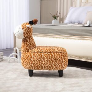 Home 2 Office Geno The Giraffe Ottoman with Storage for Kids' Bedroom, Playroom, Nursery or Recreation Room Decor, Soft Animal-Shaped Toddler Furniture with Wooden Legs