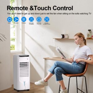 Uthfy Portable Air Conditioners, 32" Swamp Cooler Evaporative Air Cooler with 4.2 Gal Tank, Remote, 120° Oscillation Cooling Fan with 3 Speeds, 12H Timer, 3 In 1 Tower Fan thats Blow Cold Air for Room