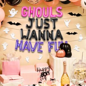 JeVenis Pink Ghouls Just Wanna Have Fun Banner Balloons Garland for Bachelorette Party Birthday Party Decorations