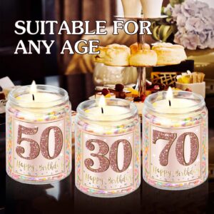 Happy Birthday Candle with DIY Stickers for Any Age: Vanilla Cream-Scented Birthday Candle with Sprinkles - Pink Rose Gold Sweet Birthday Gifts for Girls Women Funny Birthday Presents for Her