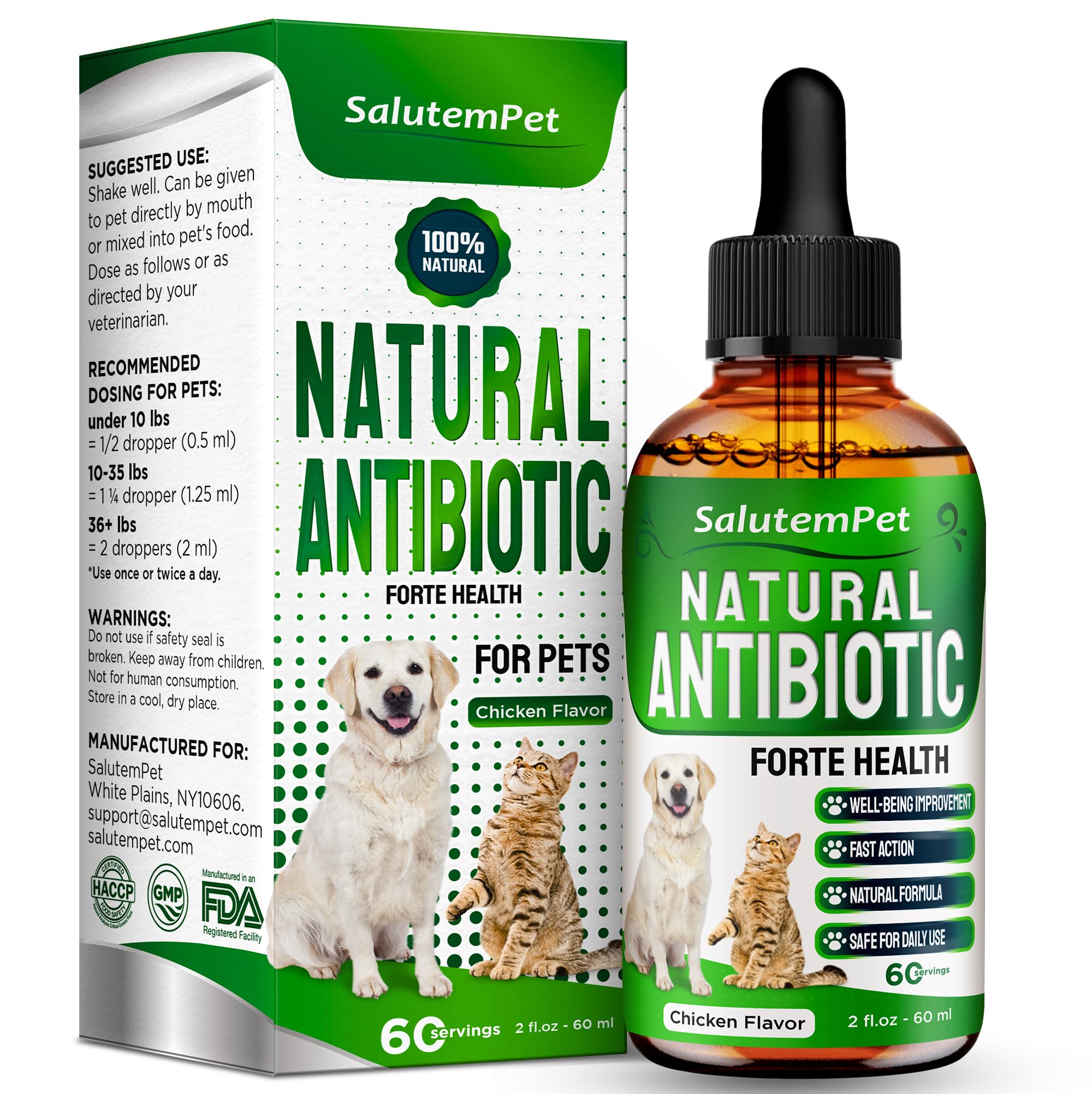 Dog Antibiotics | Antibiotics for Dogs & Cats | Cat Antibiotic | Forte Health | Natural Antibiotics for Dogs and Cats | Antibiotics for Cats | Chicken Flavor | 2 Oz