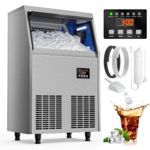 coolski commercial ice maker machine 120lbs/24h, under counter ice maker with 35lbs storage capacity, stainless steel ice machine for restaurant home bar, doe