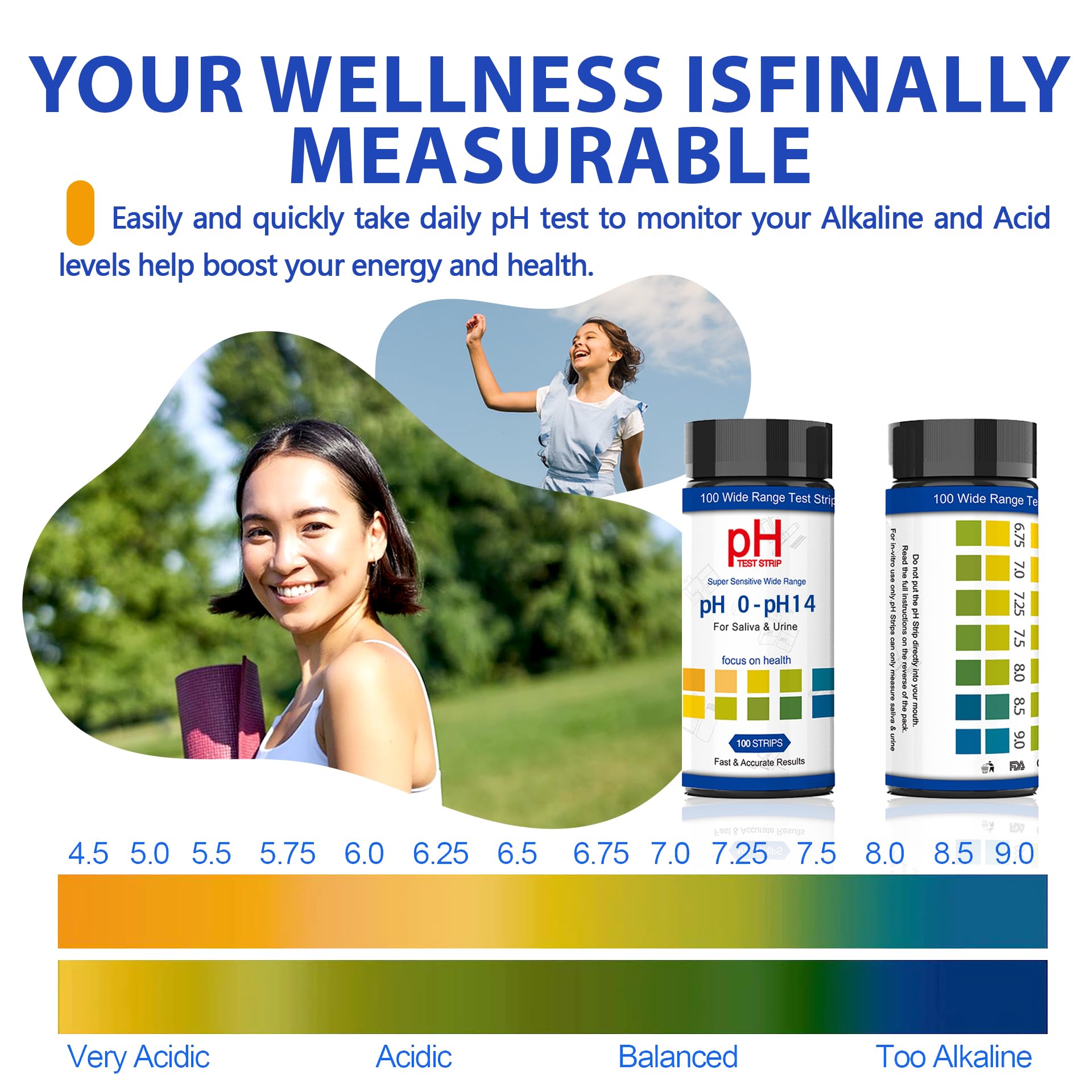 100pcs All-Purpose pH Test Strips - Accurate 0-14 Range for Urine, Saliva, Water, Labs, Aquariums, and Pools