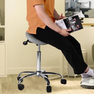 Fromann Ergonomic Backless Rolling Saddle Stool Home Office Chair with Adjustable Height and Tilt with Wheels