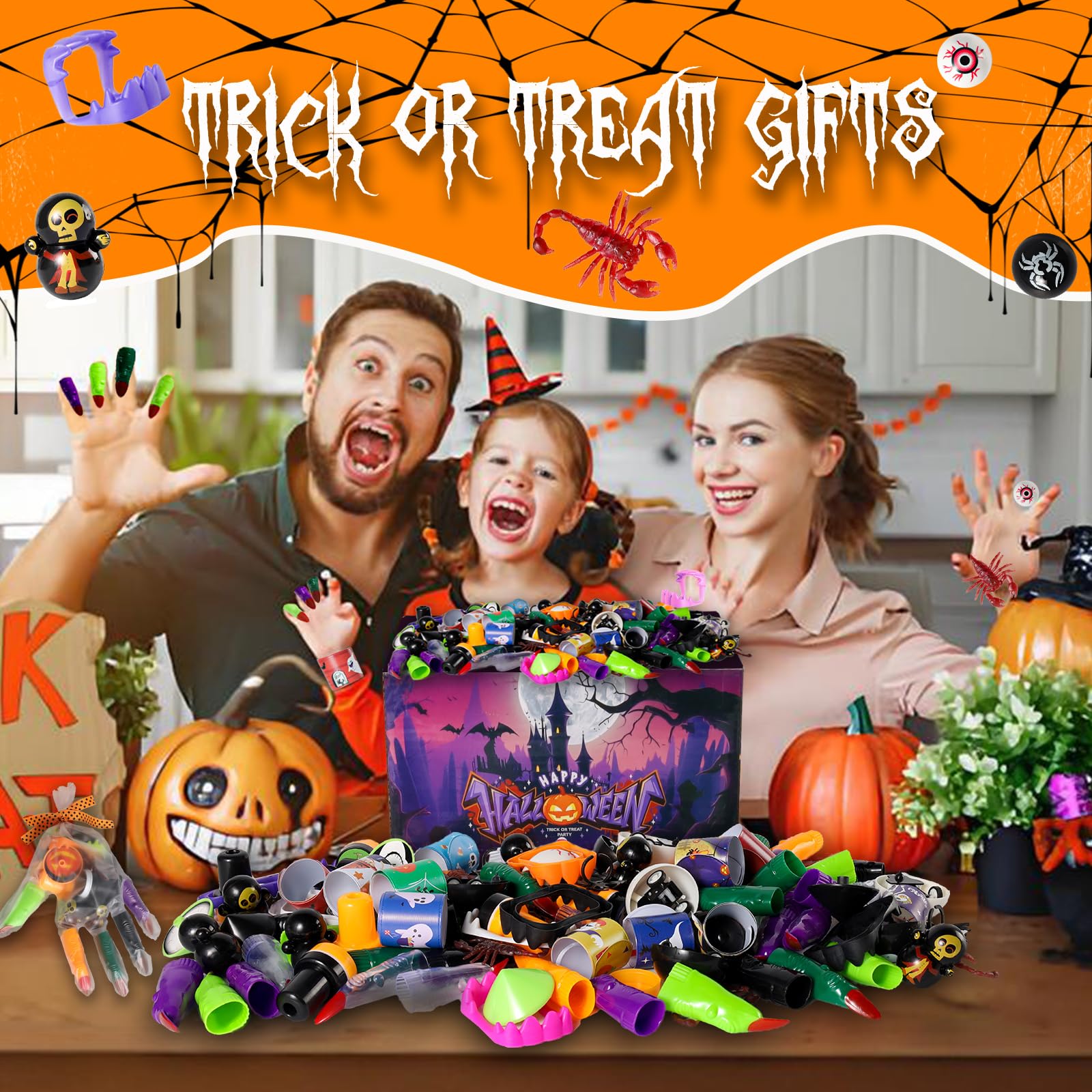 APROAT 170Pcs Halloween Party Favors for Kids Bulk Gloves Stuffed Set-12Pack Halloween Treats Non Candy,Goodie Bag Fillers Set, Halloween prizes for Kids Party Trick or Treat