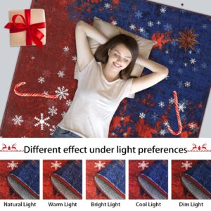 CAROMIO Christmas Hallway Runner Rug Holiday Decorative Xmas Snowflake Area Rug, Washable Stain Resistant Non-Slip Floor Cover Modern Abstract Entrance Carpet for Laundry Kitchen, 2' x 8'