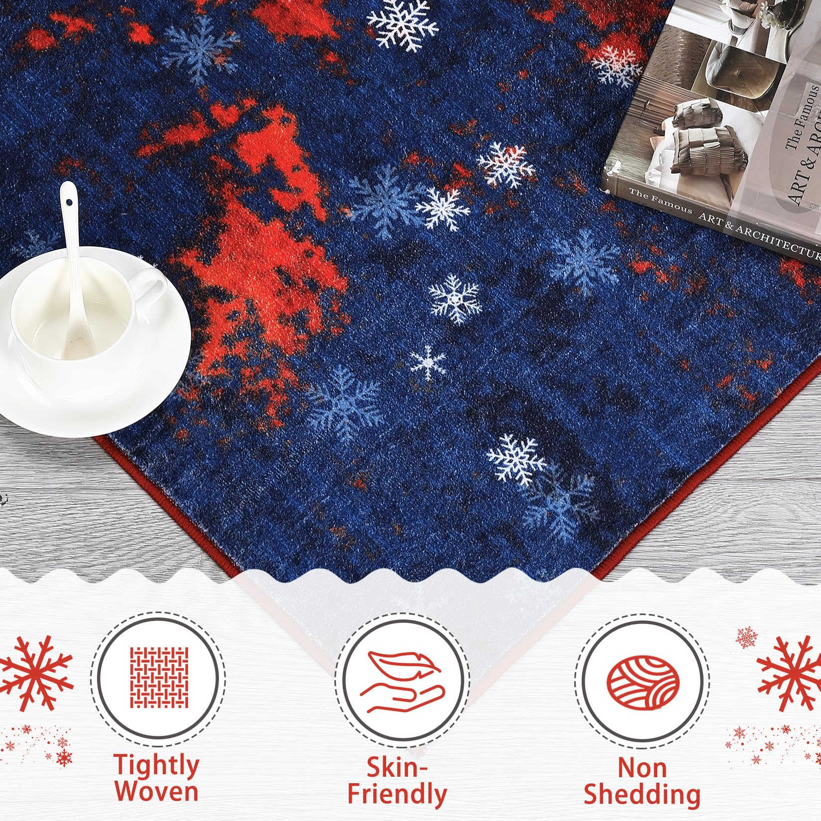 CAROMIO Christmas Hallway Runner Rug Holiday Decorative Xmas Snowflake Area Rug, Washable Stain Resistant Non-Slip Floor Cover Modern Abstract Entrance Carpet for Laundry Kitchen, 2' x 8'