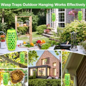 ENERJARY Wasp Trap Bee Catcher, Outdoor Hanging Carpenter Bee Traps with 4 Sticky Boards, Non-Toxic Reusable Hornet Yellow Jacket Trap (Green, 2 Pack)