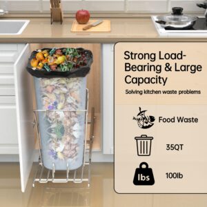 JOWBOOW Pull Out Trash Can Under Cabinet, 37 Qt Under Cabinet Trash Can Pull Out with Soft Close Slides, Kitchen Cabinet Garbage Can Pull Out, Grey