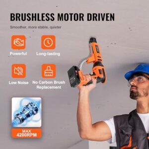 VEVOR Drywall Screw Gun Auto-Feed, 20V Max Collated Drywall Screwgun, 4200RPM Brushless Cordless Drywall Gun Kit with 2 Battery Packs, Belt Clip, Charger, Tool Bag, Screw Length and Depth Adjustable