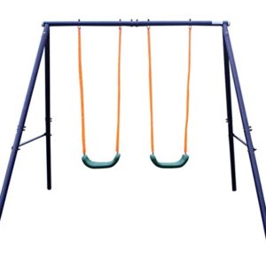 Prime Metal Swing Set Outdoor, 2 Seats, Durable Steel and Plastic Construction for Kids, Toddlers, Children Easy Assembly Two Station