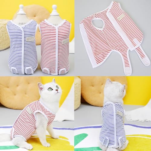 Zunea Dog Recovery Suit for Small Toy Dogs Cat After Surgery Female Puppy Abdominal Wounds Bandages Suit Pet Spay Suit, E-Collar Alternative Wear Anti Licking Red L