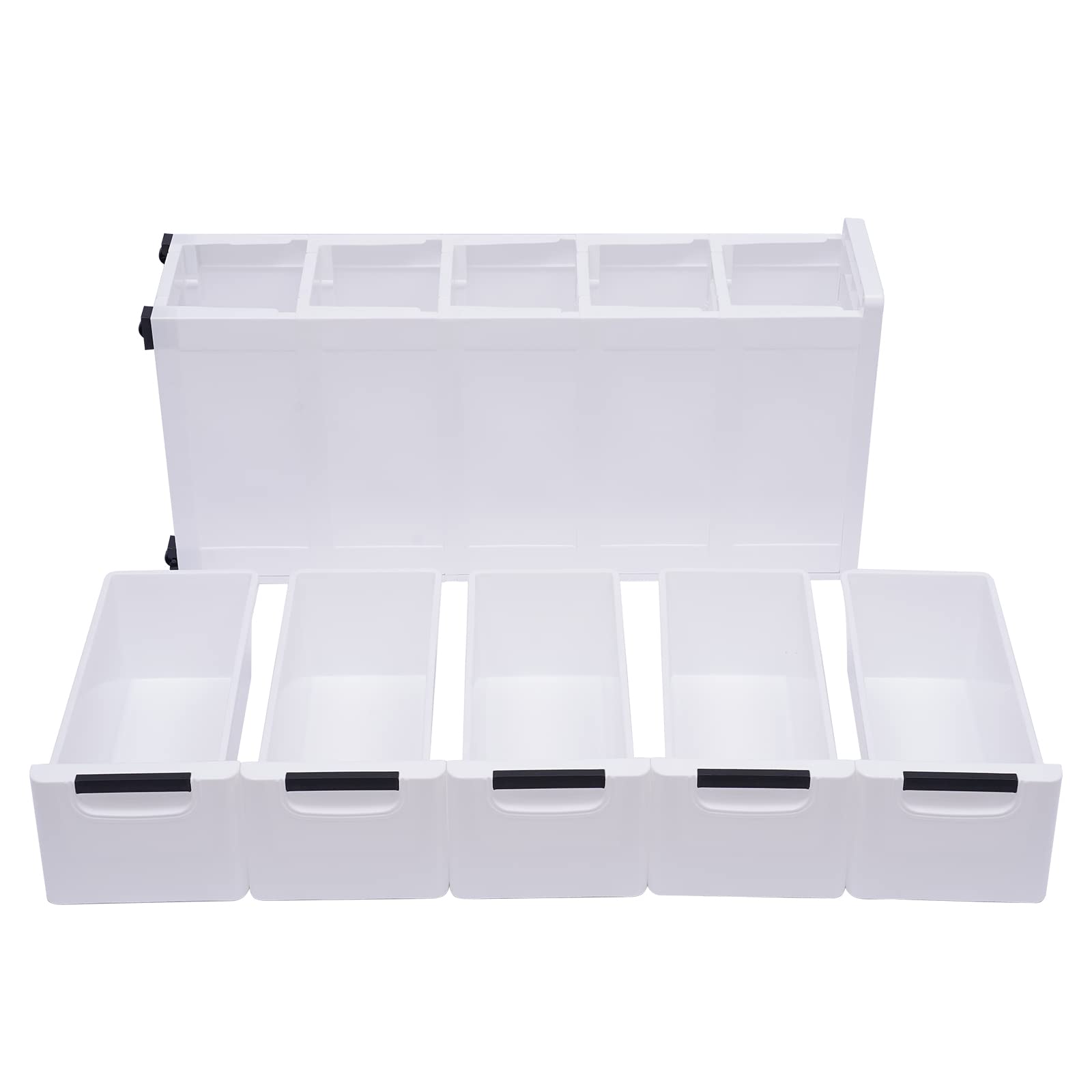 5 Drawers Narrow Slim Plastic Storage Cabinet,Storage Drawer with 4 Wheels,5 Tier Drawers Dresser,White