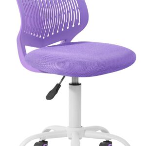 FurnitureR Desk Chair Armless Kids Study Chair Swivel Adjustable with Rolling Wheels, Computer Task Chair Armless Cute Home Office Chair with Mesh Soft Cushion Plastic Low Back, Purple