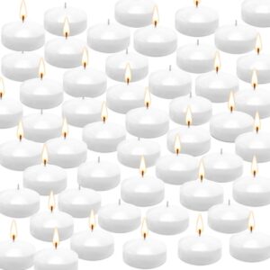 50 Pack 2-Inch Floating Candles - Ideal for Weddings and Daily Use - White, Odorless and Smokeless