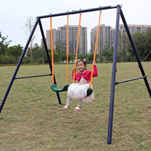 Prime Metal Swing Set Outdoor, 2 Seats, Durable Steel and Plastic Construction for Kids, Toddlers, Children Easy Assembly Two Station