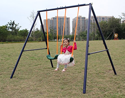 Prime Metal Swing Set Outdoor, 2 Seats, Durable Steel and Plastic Construction for Kids, Toddlers, Children Easy Assembly Two Station