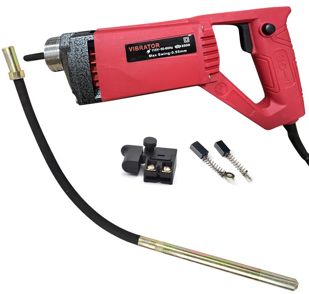 850W Handheld Electric Concrete Vibrator Vibrating Power Tool, Air Bubble Remover, 4.9 feet Flex Hose Immersion Shaft