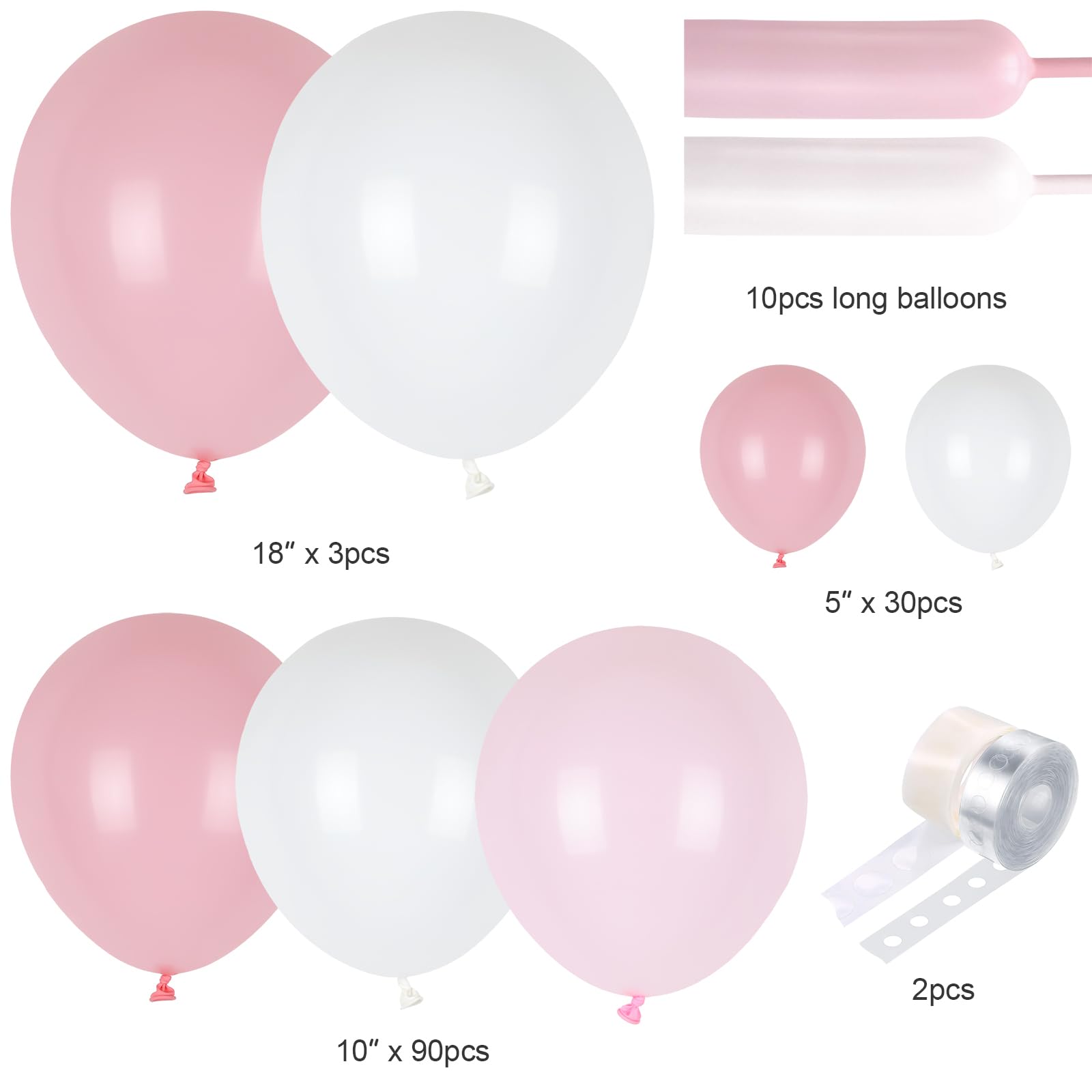 Pink and White Balloon Arch Garland Kit, 18" 10" 5" Pink Bow Balloon Arch with White Pink Bow Balloons for Girls Birthday Party Decorations Baby Shower Bachelorette Bow Theme Party Supplies