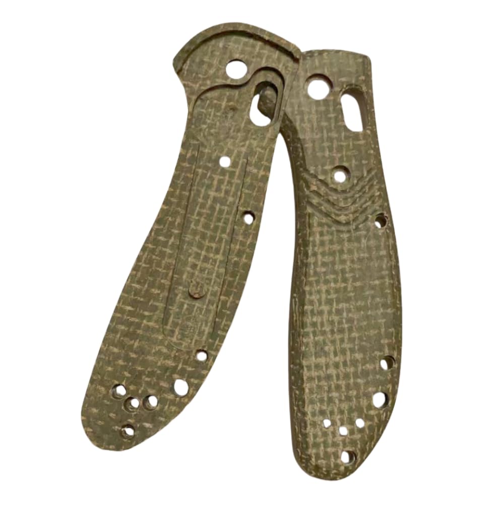 Aibote 1 Pair Green Micarta Knife Handle Scales Handles Patch DIY Tool Fit for Benchmade Griptilian 551 550(Screws Included)