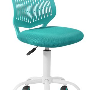 FurnitureR Kids Desk Chair, Student Study Computer Task Chair Armless Cute Rolling Swivel Adjustable with Mesh Soft Cushion Plastic Low Back, Aqua