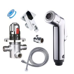 makej wall mounted thermostatic two functions toilet bidet faucet valve mixer sprayer handheld shower