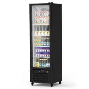 garveetech commercial display refrigerator, 11.6 cu ft beverage refrigerator display fridge, double-layer glass door upright merchandiser drink cooler with adjustable shelves & drink organizers