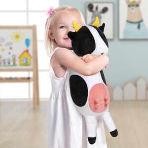 Kawaii Long Milk Cow Stuffed Animal, Large Soft Cuddle Cow Plush Body Pillow, Cute Stuffed Cow Plushies Toy Birthday Gifts for Kids Girls Women, and Males - 24"