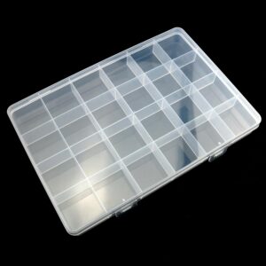 ZZHXSM 2PCS 24 Compartments Transparent Storage Box 19x13x2.2cm Plastic Stationery Storage Box Fishing Gear Button Jewelry Packaging Box For Jewelry Hardware Sewing Accessories Organize Small Ltems