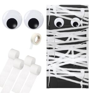 winnerwhy halloween mummy decorating kit with large googly eyes crepe paper streamers and masking tape for halloween party door diy decor